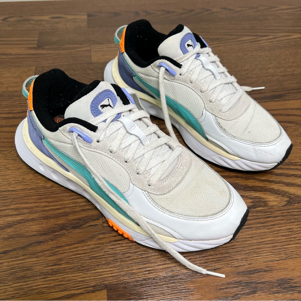 Puma Wild Rider NRG sneakers in the 'Puma White-Elektro Aqua' size Women’s 9